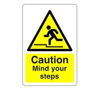 Caution Mind your step Safety sign -1.2mm Rigid plastic 600mm x 400mm