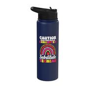Caution Never Mess with an Exhausted Stubstitute Teacher Stainless Steel Insulated Water Bottle