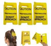 Caution Overstimulated Approach Clip,Caution Sign Hair Clip,Funny Yellow Hair Clips for Thick,Do Not Approach Caution Sign Hairs Clips,Keep Away From Warning Sign,Novelty Coworkers