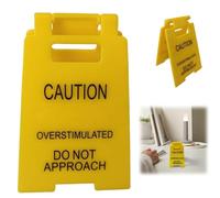 Caution Overstimulated Desk Sign,Busy Desk Signs,Do not Approach Sign,Funny Office Desk Mark,Mini Warning Caution Mark,Signage Accessories,Fun Office Decor,Gift Ideas,De/sk Decorations,De/sk Sig/n