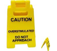 Caution Overstimulated Desk Sign Busy Desk Signs Funny Office Desk Mark Humor Mini Warning Caution Mark Fun Office Decor Gag Gift for Coworker Teammate Employee Boss