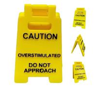 Caution Overstimulated Desk Sign,Fun Office Mini Signage,Caution Overstimulated Do Not Approach Signs Novelty Desk Decor (#1pcs)