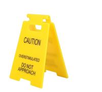 Caution Overstimulated Desk Sign: Funny Desk Accessories - Overstimulated Do Not Approach | Fun Office Cubicle Home Decoration & Humorous Gag Gift for Colleagues Employees Bosses