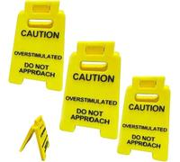Caution Overstimulated Desk Sign, Funy Do not Approach Office Desk Sign - Great Gag Gift, Caution Overstimulated Do not Approach Signs Novelty Desk Decor, Humorous Office Decor (3)