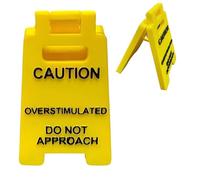 Caution Overstimulated Desk Sign,Humor Busy Mini Warning Caution Sign,Fun and Humorous Do not Approach Signage Accessories,Decor Novelty Desk Decor for Teammate,Employee,Boss,Coworker Gag Gift