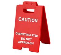 Caution Overstimulated Desk Sign, Mini Desk Warning Sign, Funny Warning Mark Do Not Approach Sign, Desk Signage Accessories Office Decor Table Study Room Gag Gift for Colleagues Teammate