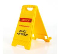 Caution Overstimulated Do Not Approach Sign, Mini Desk Warning Sign Funny Caution Desktop Decor Multi-Functional Phone Holder Mirror for Team Coworker Office Gift