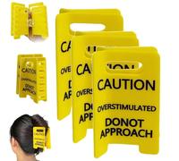Caution Overstimulated Hair Claw Clip, Funny Yellow Warning Hair Clip, Do Not Approach Sign Hairs Claw Clip for Thick Hairs, Yellow Hair Decorations, Funny Gag Gift For Women Girls (3Pc)