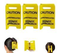 Caution Overstimulated Hair Clip, Over Simulated Caution Yellow Sign Do Not Approach Hair Clip, Funny Gag Hairs Decorations for Women Girls Friends Coworkers(3pcs)