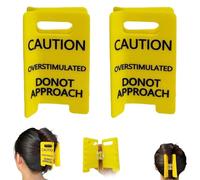 Caution Overstimulated Hair Clip, Over Simulated Caution Yellow Sign Do Not Approach Hair Clip, Funny Gag Hairs Decorations for Women Girls Friends Coworkers(2pcs)