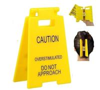 Caution Overstimulated Sign Hair Claw Clip,Hold on Partner Im over Stimulated,Funny Yellow Hairs Clips for Thick,A Little Signs to Say I Love You,Bold Gifts for Coworkers and Friends (Desk decor)