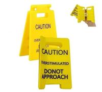 Caution Overstimulated Sign Hair Claw Clip,Hold on Partner Im over Stimulated,Funny Yellow Hairs Clips for Thick,A Little Signs to Say I Love You,Bold Gifts for Coworkers and Friends (2pcs-Mix)