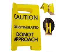 Caution Overstimulated Sign Hair Claw Clip,Hold on Partner Im over Stimulated,Funny Yellow Hairs Clips for Thick,A Little Signs to Say I Love You,Bold Gifts for Coworkers and Friends (Hair clip)