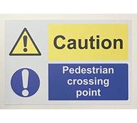 Caution pedestrian crossing point Safety sign - 1.2mm Rigid plastic 600mm x 400mm