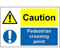 Caution pedestrian crossing point Safety sign - 3mm Aluminium sign 400mm x 300mm
