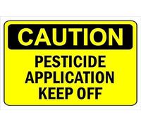 Caution, pesticide application keep off, warning sign - 1mm flexible Plastic sign (200mm x 150mm)