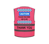 Caution Please Pass Wide and Slow Hi Vis Safety Vest Horse Riding Motorcycle Bike Hi-Viz Vest Safety ** 4 Colours ** (Pink, Childs Large)