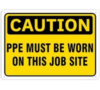 Caution Ppe Must Be Worn On This Job Site Warning Metal Sign Tin Signs Aluminum Plaque for Outdoors Use Yard Farm Fence Home Wall Decor 8x12 inch