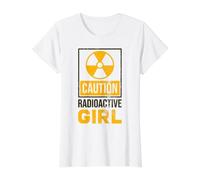 Caution Radioactive Girl - Radiation Sign Cancer Awareness Value Graphic T-Shirt, Women, White, XS
