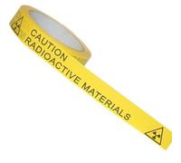 Caution Radioactive Materials self-Adhesive Warning Tape - Premium Vinyl Laboratory Grade - 25mm x 66M - UKT30RAD - Control of substances Hazardous to Health (COSHH) Marking Tape