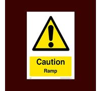 Caution Ramp Plastic Sign with 4 Pre-Drilled Holes (WG41) - Men Working, Very Hot Water, Mind Head, Mind Step, Water, Hot, Vehicles, Fragile Roof