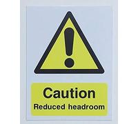 Caution reduced headroom Safety sign - Self adhesive sticker 300mm x 200mm