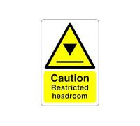 Caution restricted headroom sign- 3mm Aluminum Dibond high-visibility and durability for indoor/outdoor usage (300mm x 200mm) Ensures Safety Within 7m Viewing Distance.