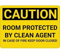 Caution Room Protected By Clean Agent Keep Door Closed Wall Sign Outdoor, Uv Printed Rust Free Aluminum 12 X 8 In,Yard Sign For Home, Business, Driveway Alert