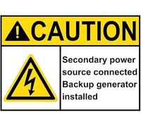Caution Secondary Power Source With Symbol Warning Metal Sign Tin Signs Aluminum Plaque for Outdoors Use Yard Farm Fence Home Wall Decor 8x12 inch