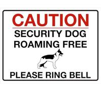 Caution Security Dog Roaming Free Please Ring Bell Warning Metal Sign Tin Signs Aluminum Plaque for Outdoors Use Yard Farm Fence Home Wall Decor 8x12 inch