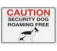Caution Security Dog Roaming Free Warning Metal Sign Tin Signs Aluminum Plaque for Outdoors Use Yard Farm Fence Home Wall Decor 8x12 inch