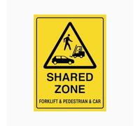 CAUTION SHARED ZONE FORKLIFT AND PEDESTRIAN AND CAR Sign Workplace Metal Tin Sign 8 x 12 inch for Industrial & Commercial Series