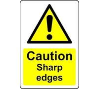 Caution Sharp Edges Safety Sign - Self Adhesive Sticker (200mm x 150mm)