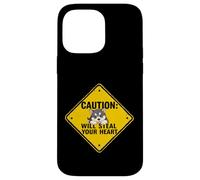 Caution Sign Alaskan Malamute Dog Funny Gift Malamute Puppy Case for iPhone 14 Pro Max