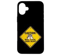 Caution Sign Alaskan Malamute Dog Funny Gift Malamute Puppy Case for iPhone 16 Plus