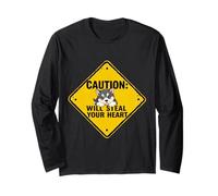 Caution Sign Alaskan Malamute Dog Funny Gift Malamute Puppy Long Sleeve T-Shirt