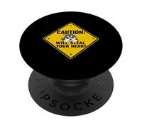 Caution Sign Alaskan Malamute Dog Funny Gift Malamute Puppy PopSockets Adhesive PopGrip