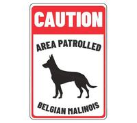 Caution Sign Area Patrolled Belgian Malinois Beware Of Dog Sign Aluminum Metal Tin Signs Door Sign Warning Sign For Fence Gate Yard Home Wall Decor 8x12 Inch