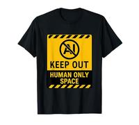 Caution Sign Art with Anti-AI Message in Bold Yellow T-Shirt