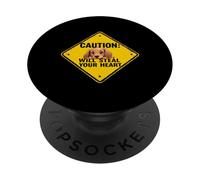 Caution Sign Dachshund Dog Funny Gift Wiener Puppy PopSockets Adhesive PopGrip