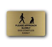 Caution sign for approaching a dog Sign - 14.0x9.0cm Brushed Aluminium