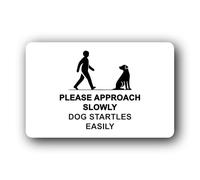 Caution sign for approaching a dog Sign - 14.0x9.0cm Brushed Aluminium