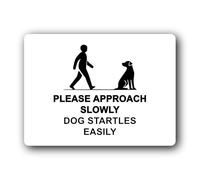 Caution sign for approaching a dog Sign - 19.4x14.3cm Brushed Aluminium