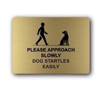 Caution sign for approaching a dog Sign - 19.4x14.3cm Brushed Aluminium