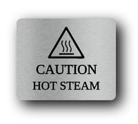 Caution sign for hot steam Sign - 11.5x9.5cm Brushed Aluminium