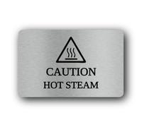 Caution sign for hot steam Sign - 14.0x9.0cm Brushed Aluminium