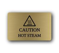 Caution sign for hot steam Sign - 14.0x9.0cm Brushed Aluminium