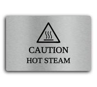 Caution sign for hot steam Sign - 29.0x19.0cm Brushed Aluminium