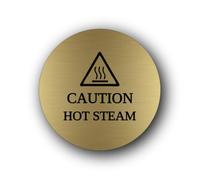 Caution sign for hot steam Sign - 9.5x9.5cm Brushed Aluminium