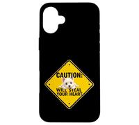 Caution Sign Highland White Terrier Funny Gift Westie Puppy Case for iPhone 16 Plus